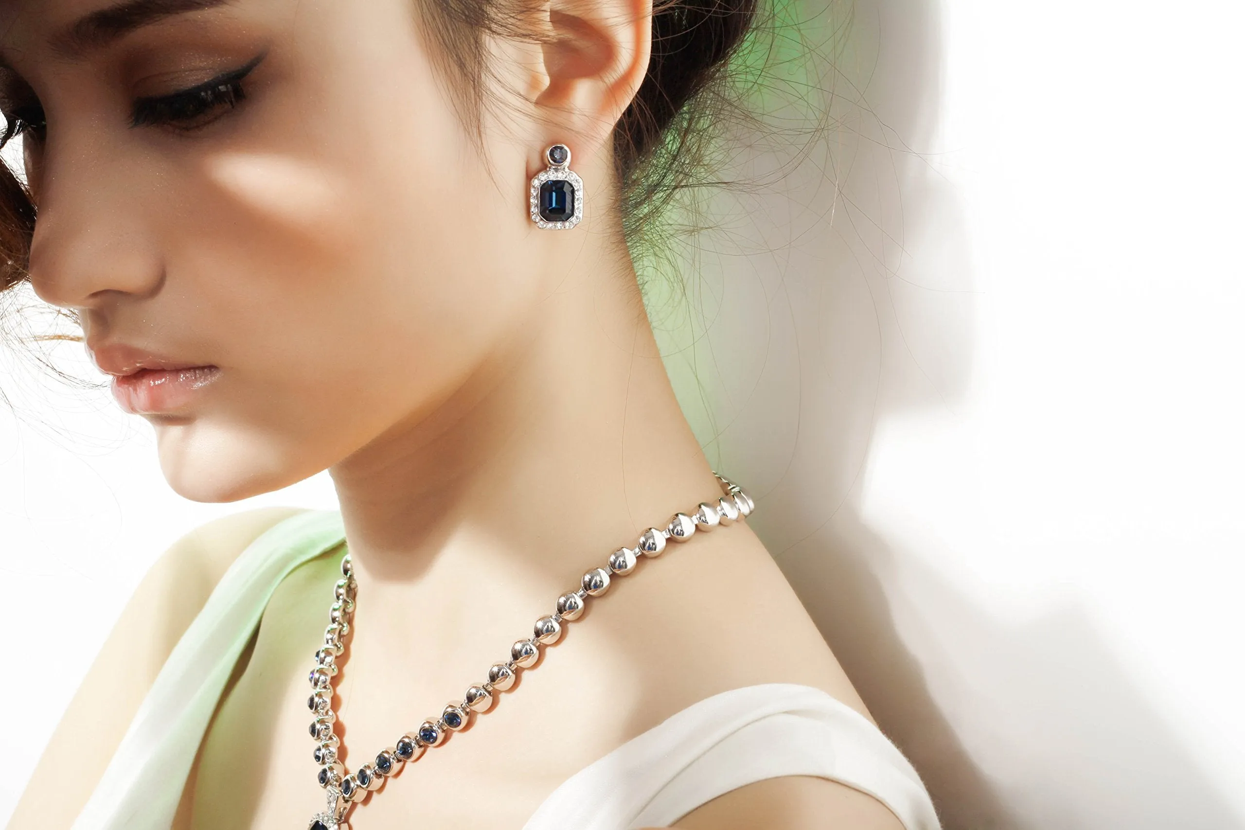 Yellow Chimes Crystals from Swarovski Divine Angelic Blue Hues Dangle & Drop Earrings For Women