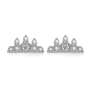 Zircon Crown Silver Studs Earrings for Women